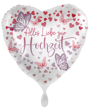 Folienballon - Alles Liebe zur Hochzeit, Schmetterlinge - ø 43cm